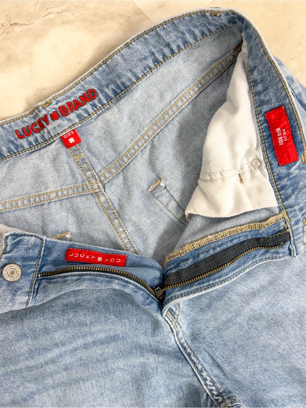 Lucky Brand Wide Leg High Rise Jeans Light Wash Women’s 12/31R Classic Denim